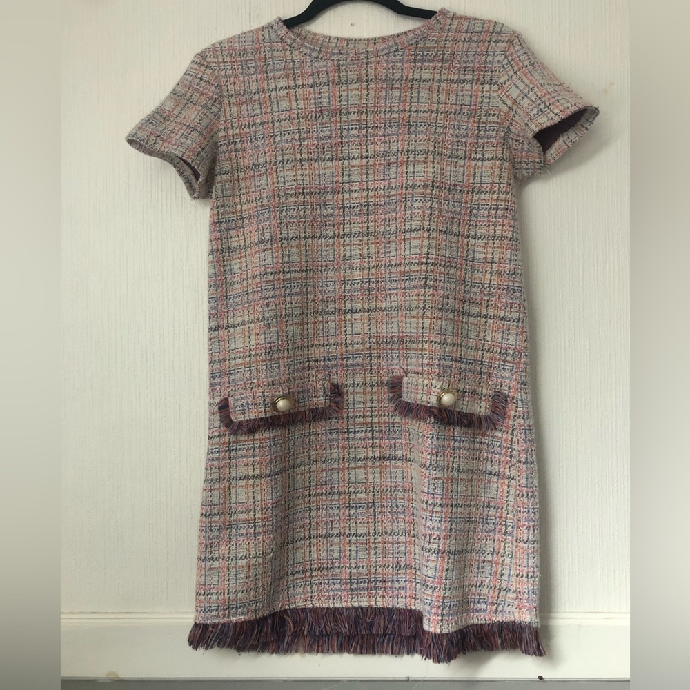Zara Trafaluc Short Sleeve Tweed Sheath Dress
